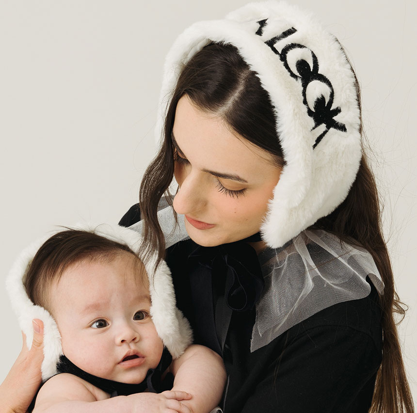 LUUKLOOK Fur&amp;Padded ear-muff_Snow white (Mom&amp;Kid size)